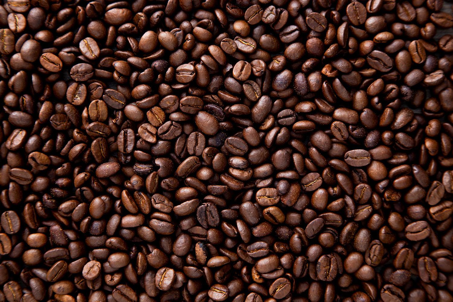 Coffee beans shown in close detail