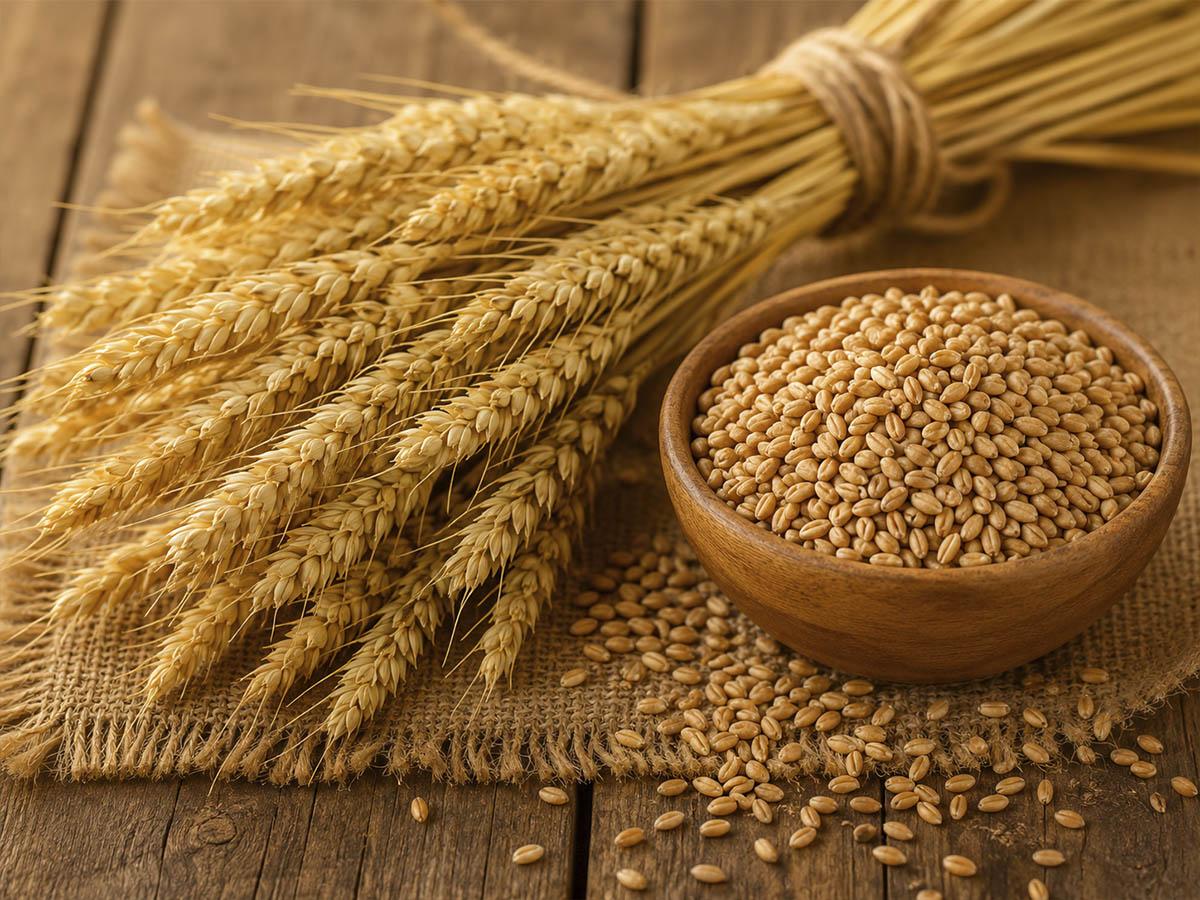 Detailed close-up of golden wheat